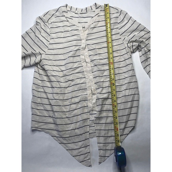 Joie Womens Button Front Long Sleeve Striped Blouse, White Striped,‎ Med, Q - Picture 4 of 6